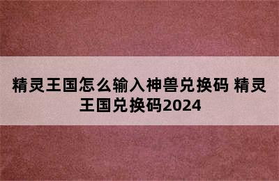 精灵王国怎么输入神兽兑换码 精灵王国兑换码2024